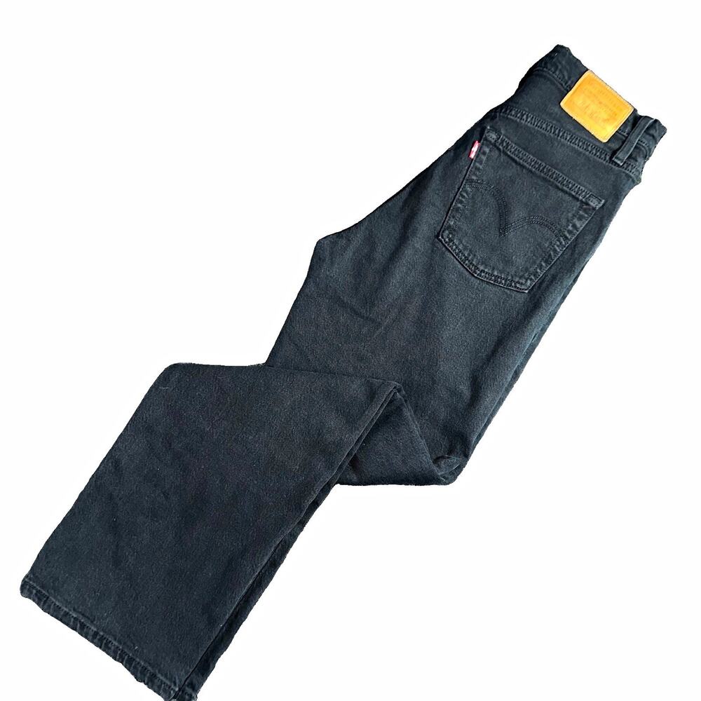 Levis Premium Ribcage Straight Ankle Jeans Womens 26 Washed Black Button Fly